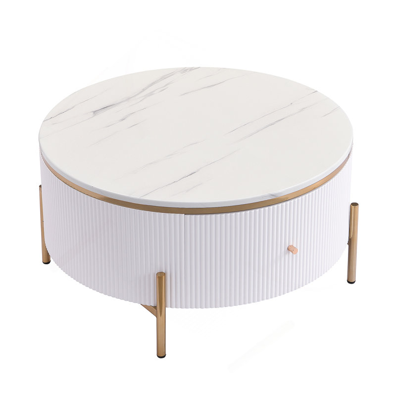 Table basse moderne moderne avec 2 grands tiroirs de rangement (31,5 po)