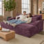 Canapé-lit moelleux de 83,5 po avec fausse fourrure de lapin, ports de chargement USB, porte-gobelets et coussins lombaires - canapé-lit douillet-1506854805