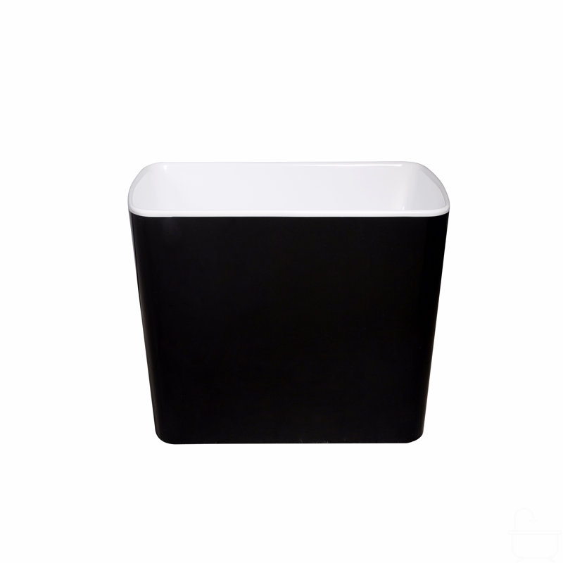 Acrylic Freestanding Soaking Bathtub, Japanese Soaking Hot Tub With Overflow And Drain, Black