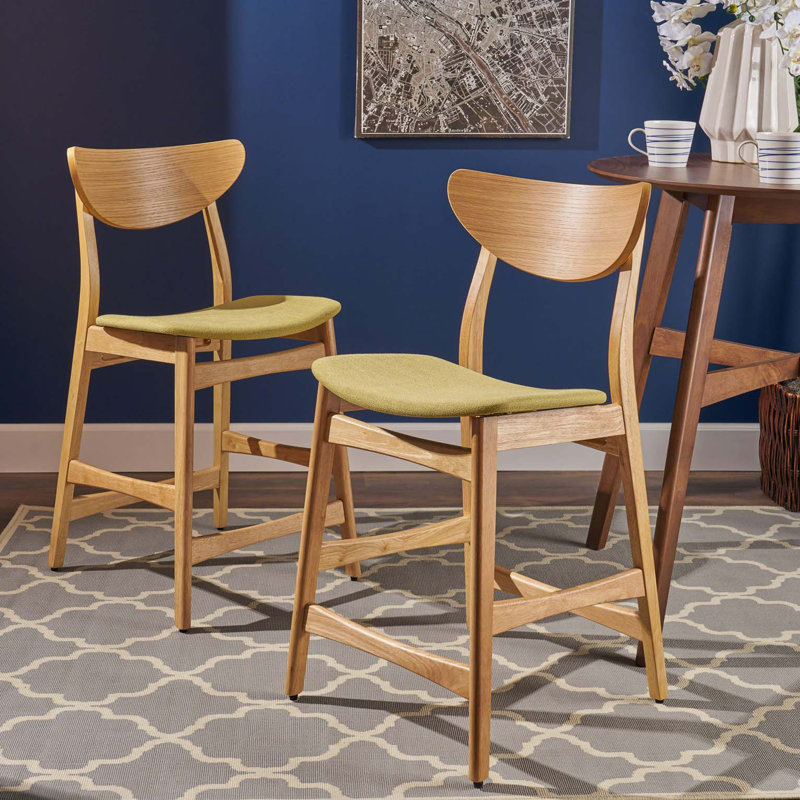 Tabouret de bar de style scandinave - grain de bois naturel, coussin confortable, ensemble de 2