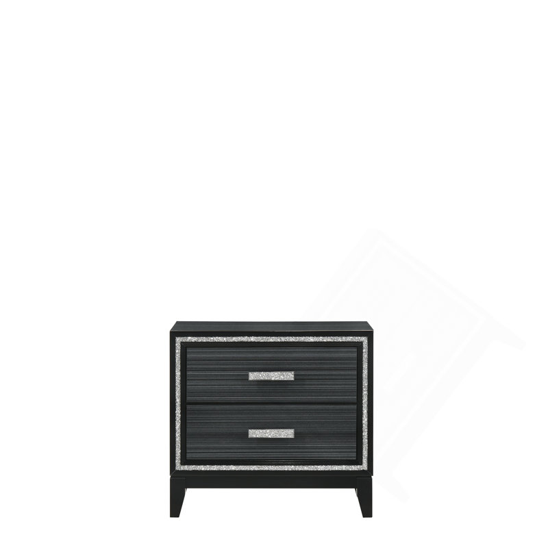 Haiden Weathered Black Finish Nightstand, Black
