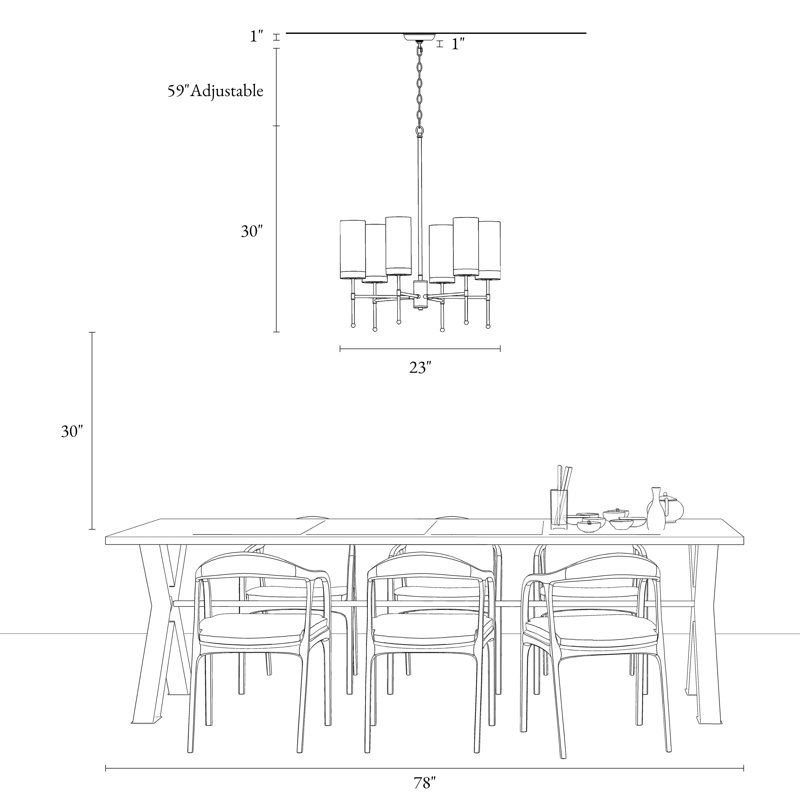 Arnita 6-Light Classic/Traditional Bubble Glass Shade Dining Room Chandelier ETL Certified