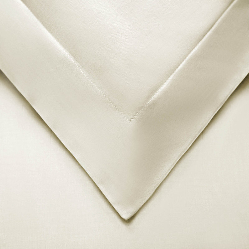 Egyptian Cotton Blend 300 TC Modern & Contemporary 3 Piece Duvet Cover Set, Ivory, King/Cal. King Duvet Cover + 2 King Shams