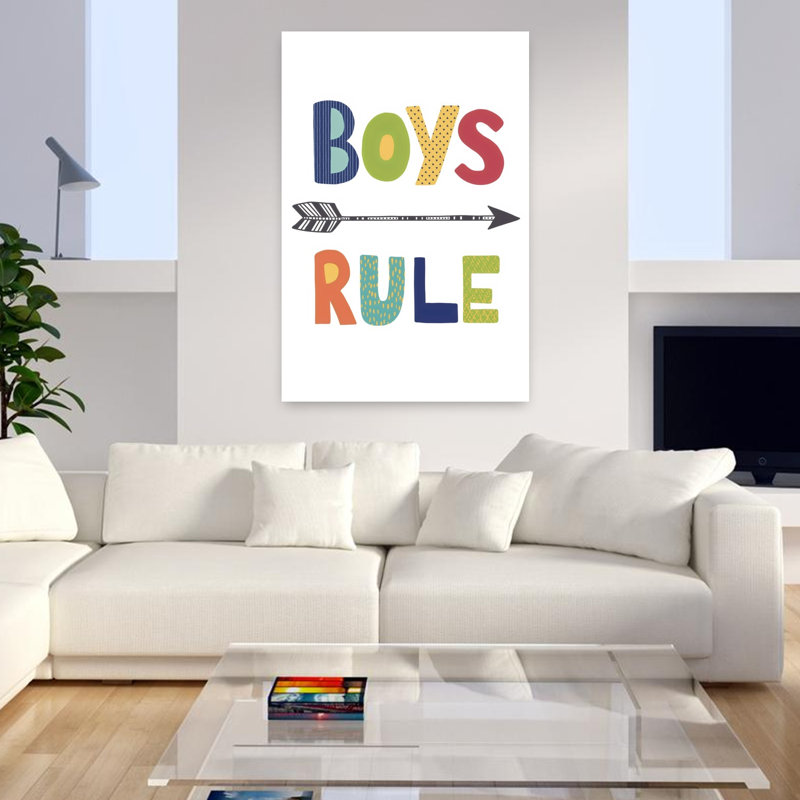 Garçons, règle, art contemporain coloré audacieux, 48" H x 32" W