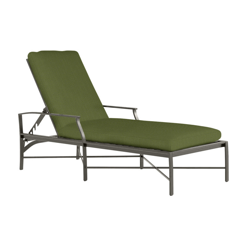 Monaco 28" Patio Chaise Lounge, No Welt, Slate Gray, Linen Forest