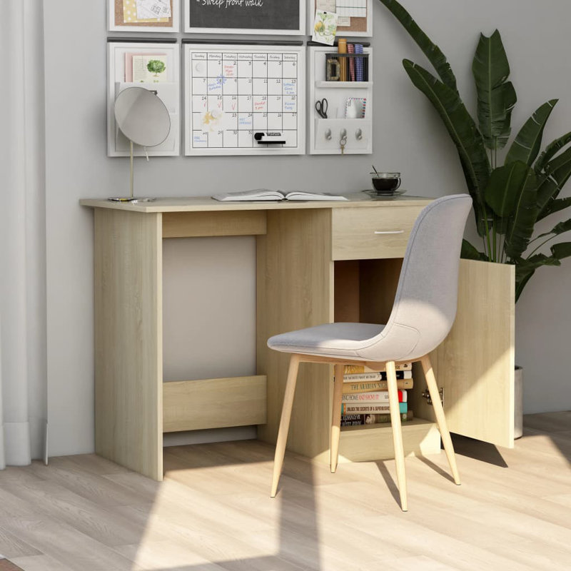 Bureau d'ordinateur avec tiroir en bois d'ingénierie, Chêne de Sonoma
