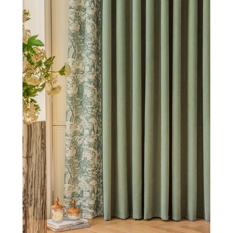 Velvet Room Darkening Curtain Pair, Green, 50" W x 96" L
