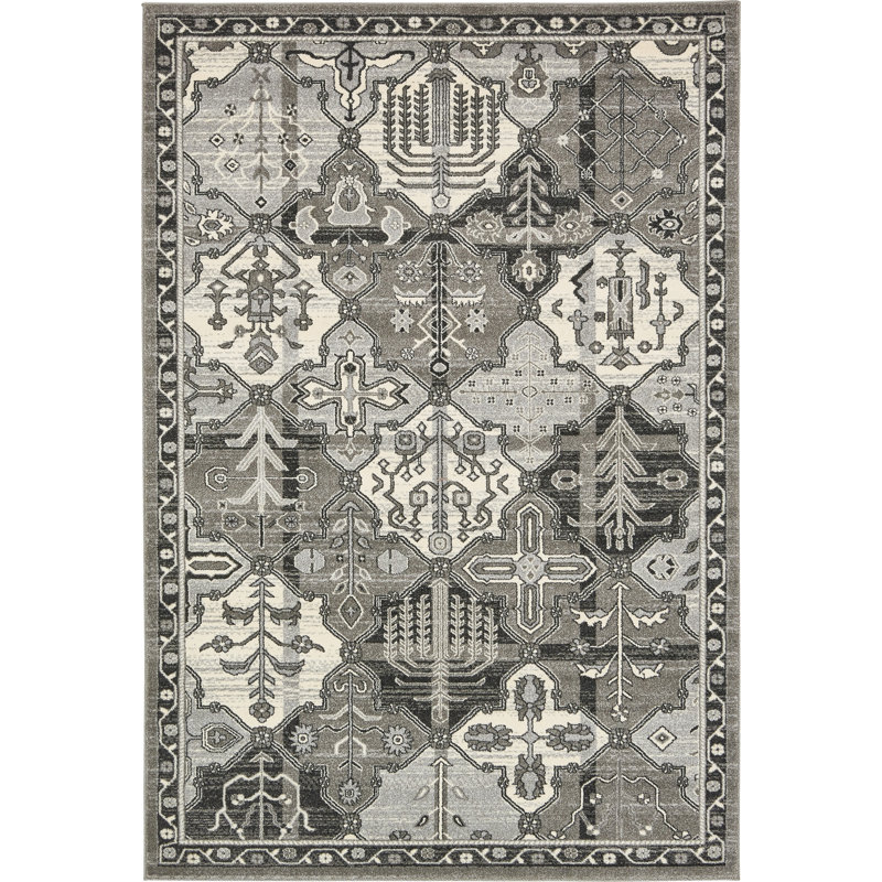 Tapis ivoire à motif géométrique Godina, Rectangle 6 pi 1 po x 9 pi