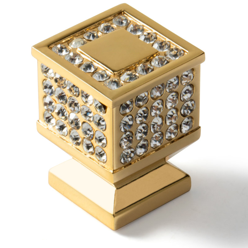 Paquet multiple de boutons carrés en cristal de 15/16 po de longueur, Doré