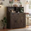 Farmhouse Sideboard Buffet with Microwave Stand, Barn Doors Buffet Storage Cabinet with Drawers and Shelves, Wood Coffee Bar Cabinet for Kitchen, Dining Room, Living Room