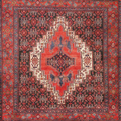 Tapis traditionnel rouge / noir / crème