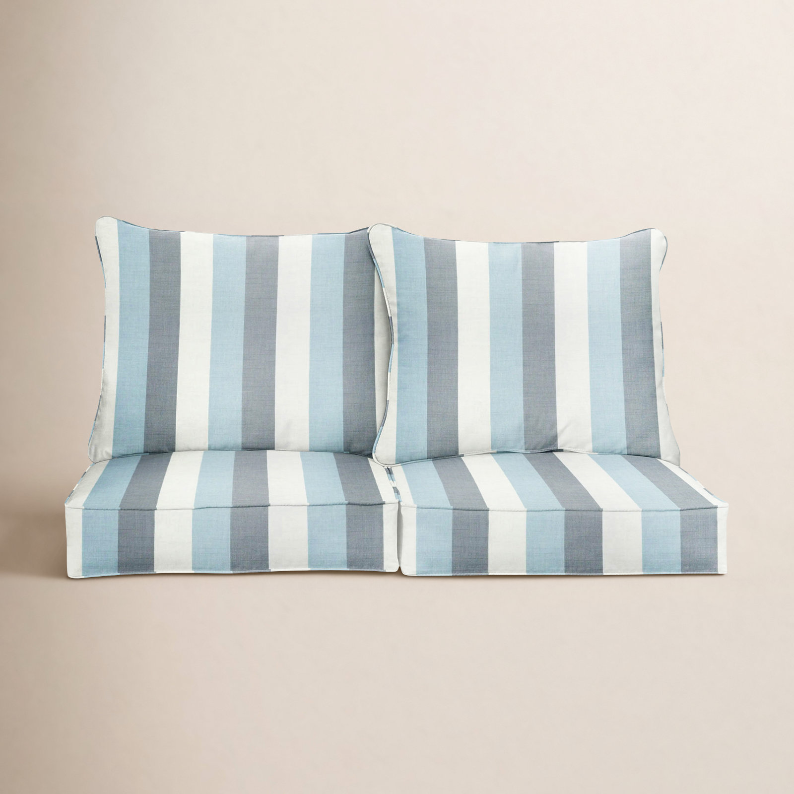 Sunbrella® Seat and Back Cushion, 27" W x 27" D, Blue Stripe Sunbrella®