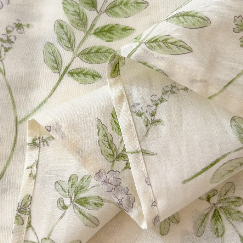 Floral Duvet Cover 100% Cotton Reversible Green Botanical Leaf Printd On White Comforter Cover