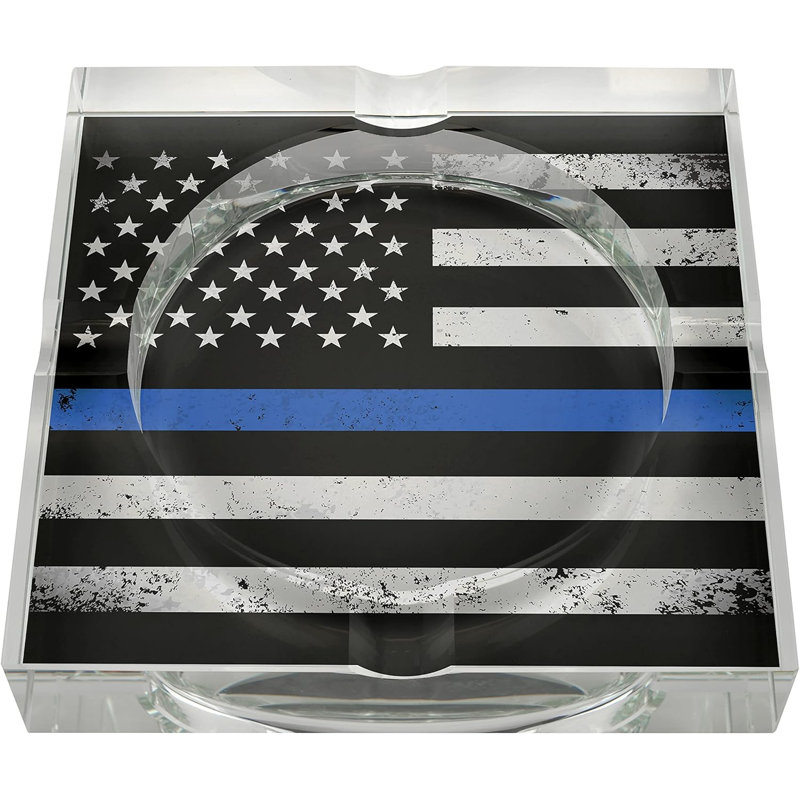Humidor Supreme Crystal Ashtray, Blue Line