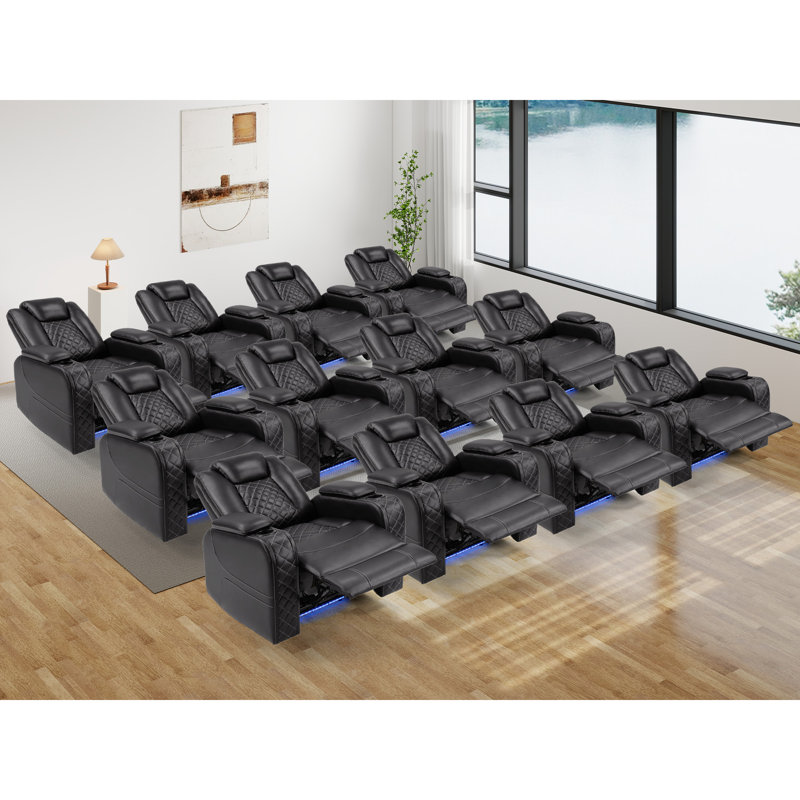 Ensemble de cinéma maison inclinable à accoudoirs rembourrés et réglables de 36,2 po de largeur (ensemble de 12)