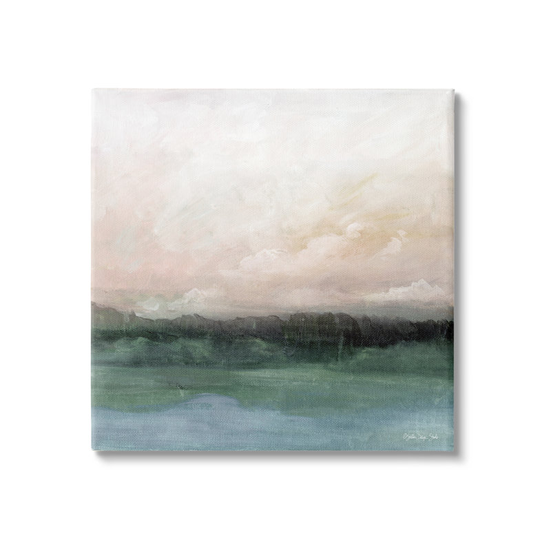 «Rocky Sea Scenic View Impressionist Sublime Cloudy Skies», estampe numérique encadrée noire, art texturé par Stellar Design Studio