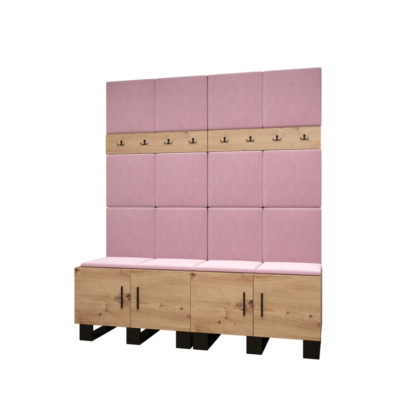 Aerilyn 4 Door Manufactured Wood Wardrobe, Brown/Pink
