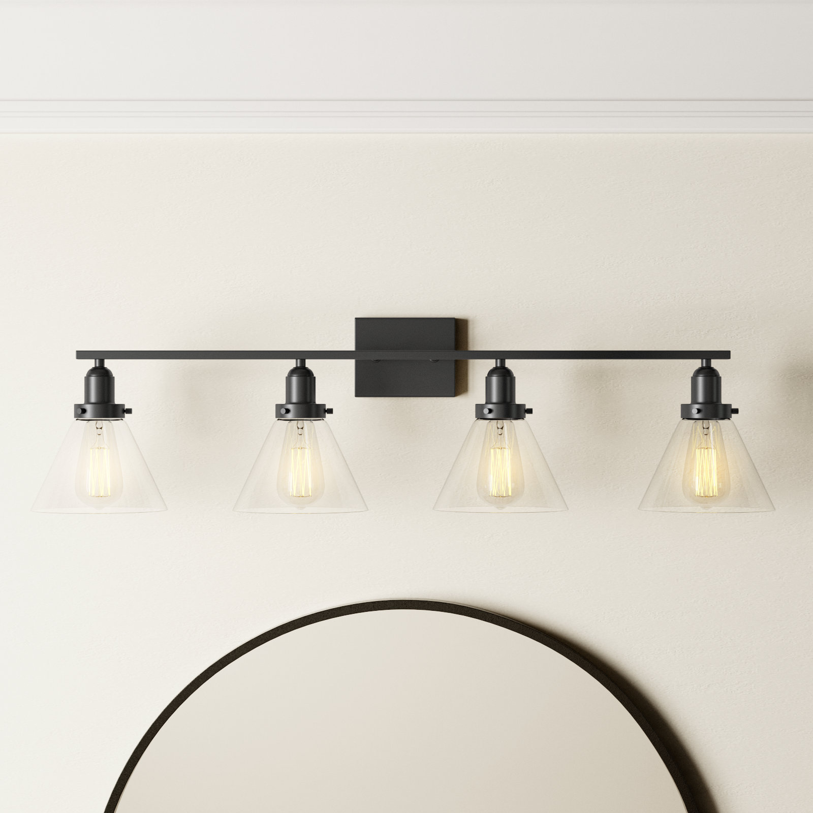 Catalina 4 Light Dimmable Bath Sconce, Black