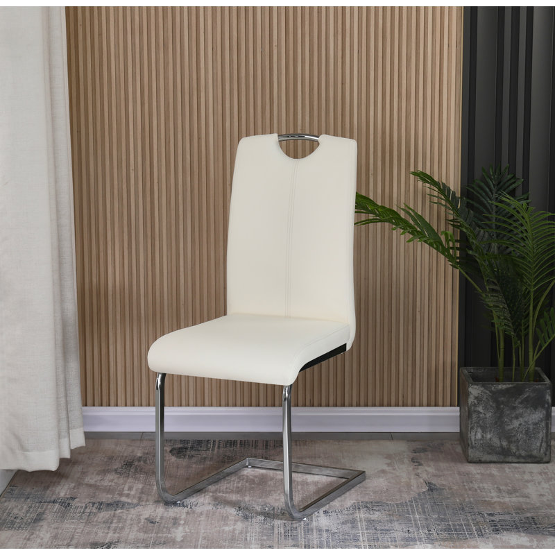 Asheboro 48 cm H Upholstered Faux Leather Dining Chair, White