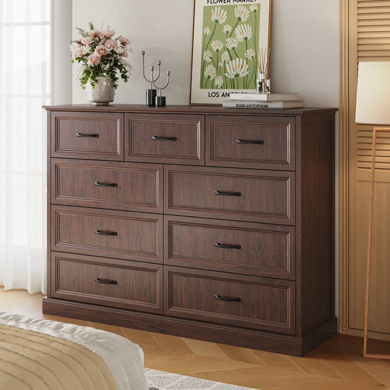 Commode 9 tiroirs H 55,1 po Hava, Brun