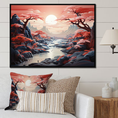 «China Mountain and River Landscape Bliss III», art mural Chine