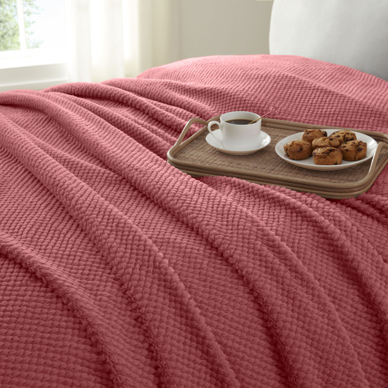 Vellux Plush Texture Blanket, Deep Rose, Queen