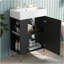 Meuble-lavabo noir 21,6 po, armoire combinée, meuble de rangement pour salle de bain, lavabo simple en céramique, rangement à gauche-136448013