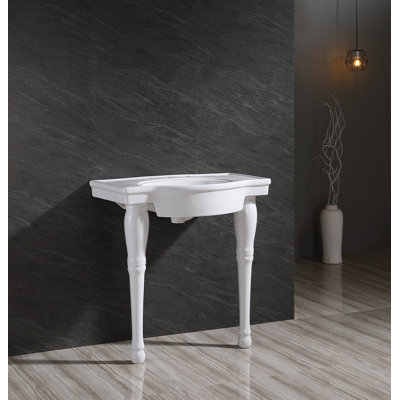 Lavabo de salle de bain console rectangulaire en céramique avec trop-plein Templeton