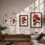 Red Roses In Black Botanical - Print-1831079894-1831079892
