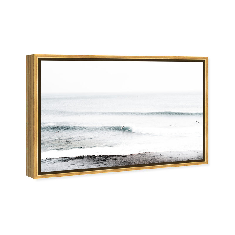 «Nautical and Coastal Wave Beach», reproduction d'impression sur toile, H 24 po x l 36 po x P 1,5 po, Cadre flottant doré