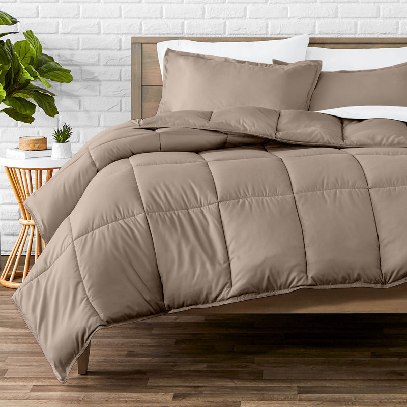 Ensemble d'édredon ultra-doux toutes saisons, Taupe, Édredon pour très grand lit + 2 très grandes ta
