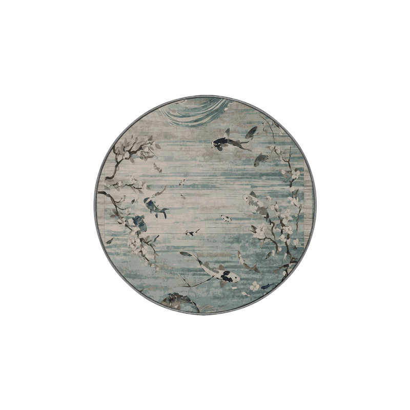 Tapis gris soyeux et moelleux, Rond 6 pi