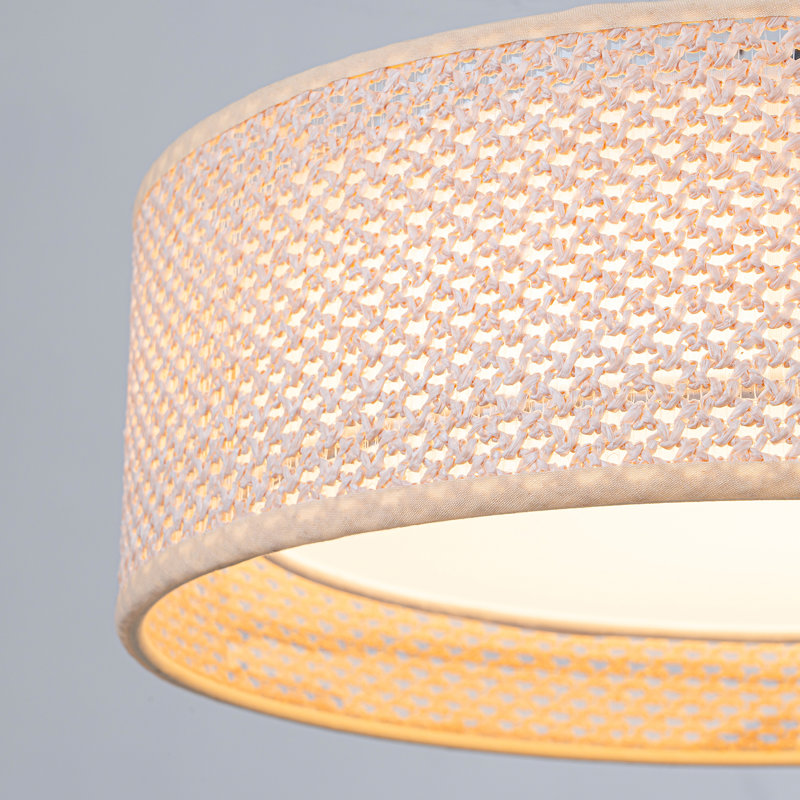 Modern 5-Cct Rattan Drum Flush Mount Ceiling Light, 15.75"W