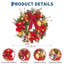Couronne de Noël 24 po avec 20 modes d'éclairage DEL, couronne de fêtes pré-éclairée avec ornements brillants et ruban