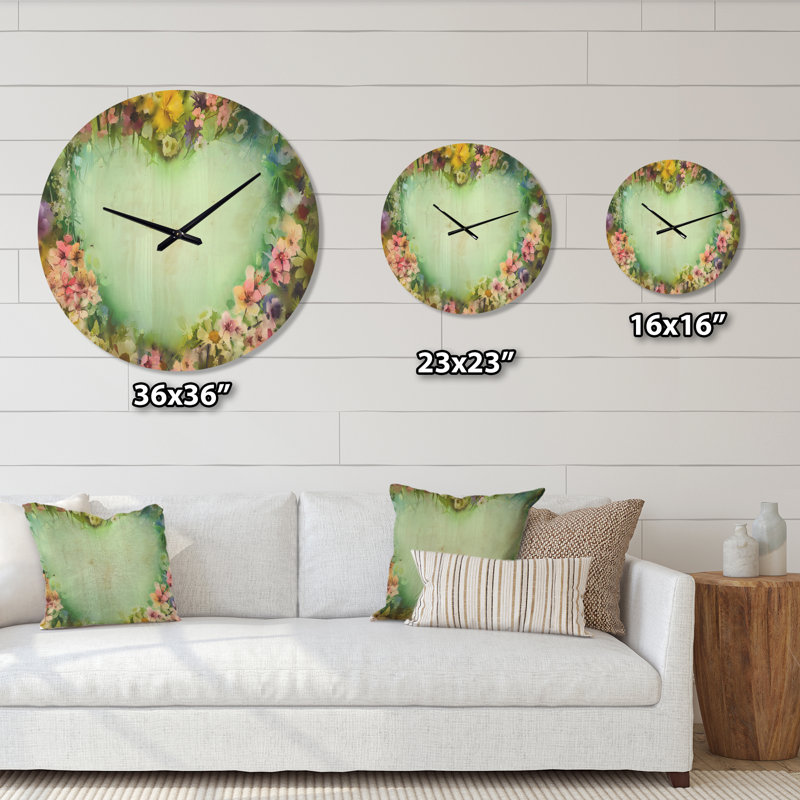 Horloge murale fleurs en forme de cœur, Moyenne