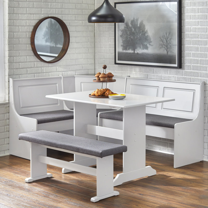 Tucana Piece Pine Solid Wood Breakfast Nook Dining Set White