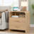 Oak Night Stand With 2 Drawers, Modern Bedside Table With Charging Station, 23.6'' Wide Wood End Table For Bedroom, Curved Profile Design (1PC)-2132676476-2147211487