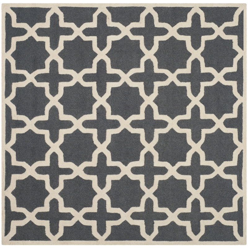 Igna Hand Tufted Wool Geometric Rug, Square 4'