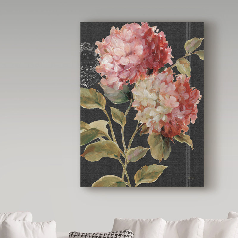 Harmonious Hydrangeas Pink and Green Canvas Wall Art