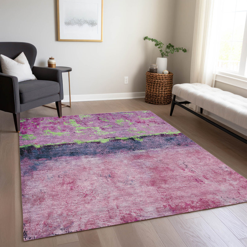 Machine Washable Indoor/Outdoor Cinead ACN1716 Blush Rug, Rectangle 5' x 7'6"
