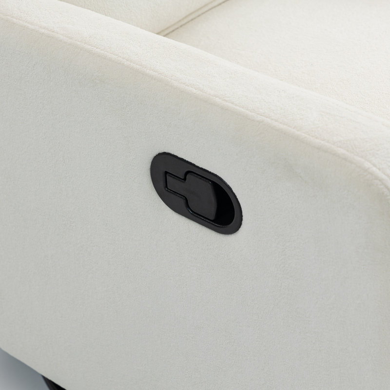 Short plush manual button armchair sofa, White