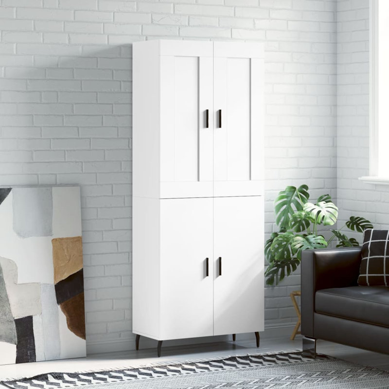 Mithushan Highboard 69.5x34x180 cm Engineered Wood, White