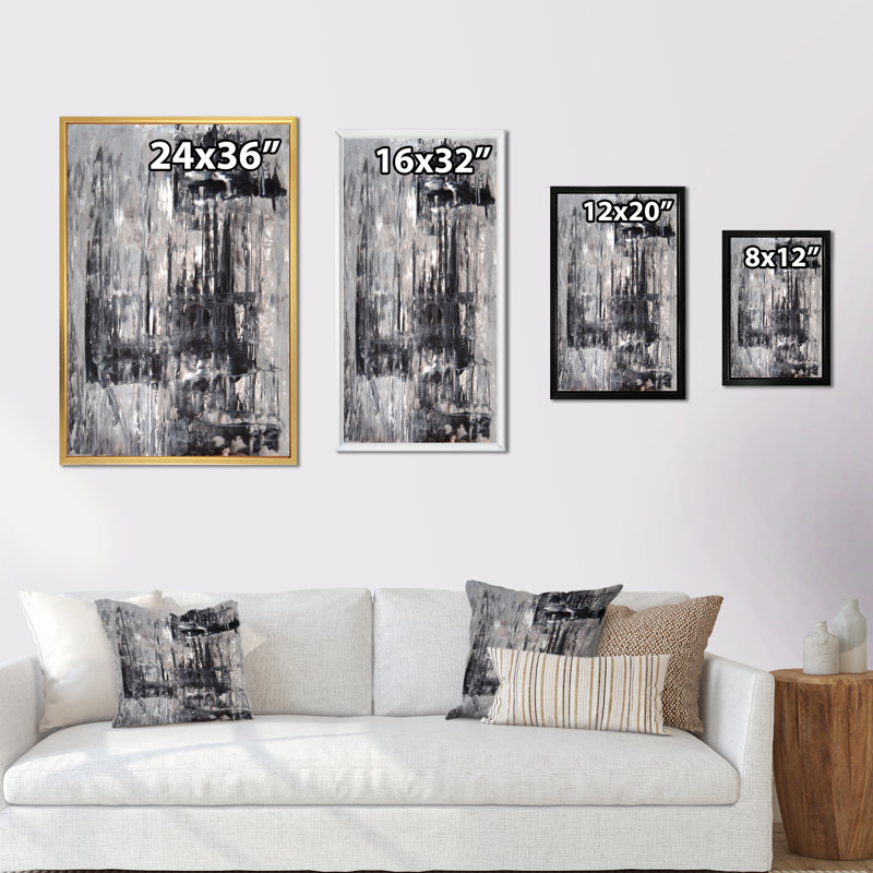 Art moderne gris et bleu II 2PT47771, Cadre noir, H 20 po x l 12 po x P 1 po