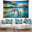Tapisserie «Seascape Cloudy Lake» avec jetée brisée-28503047