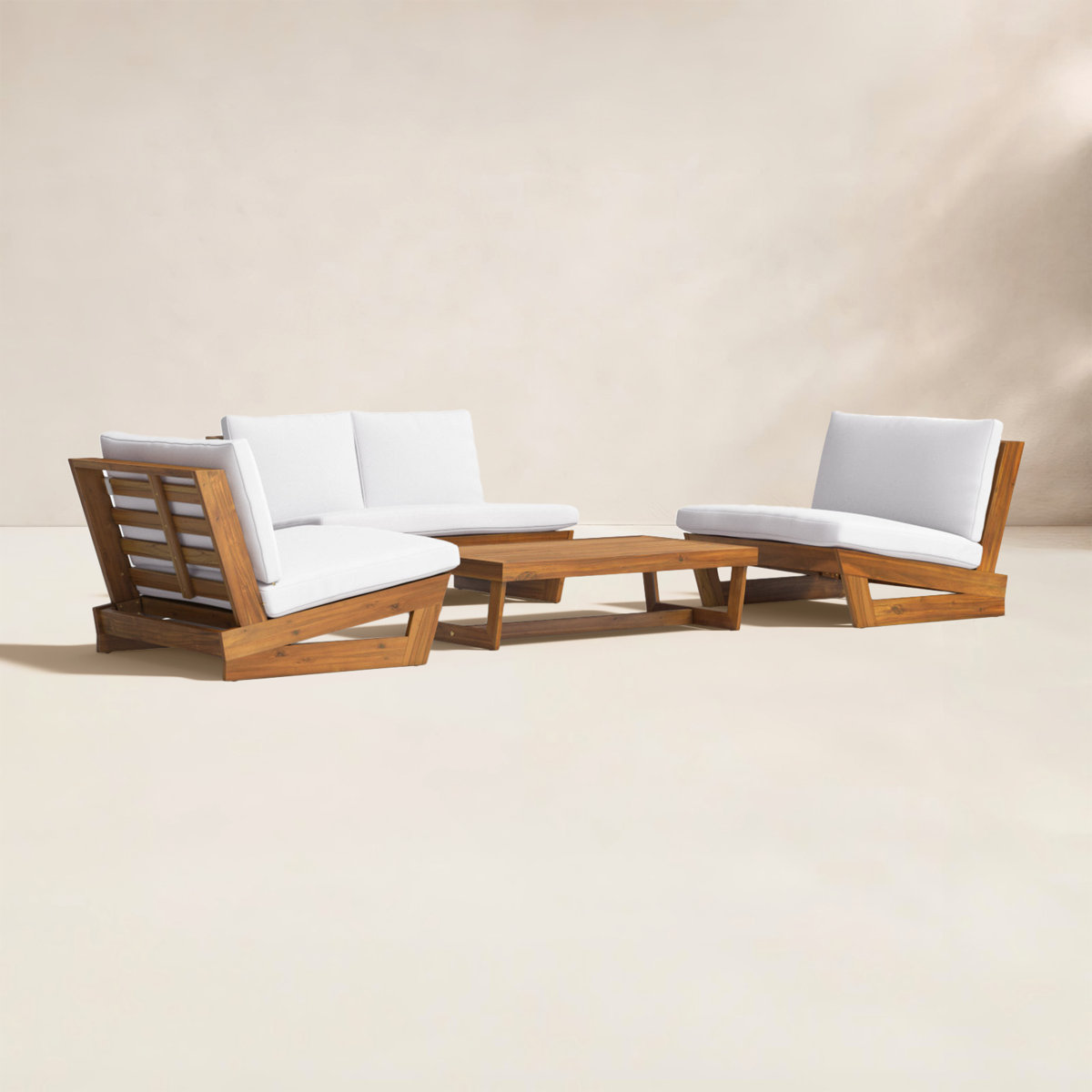 Louise Acacia 4 - Person Patio Conversation Set with Cushions