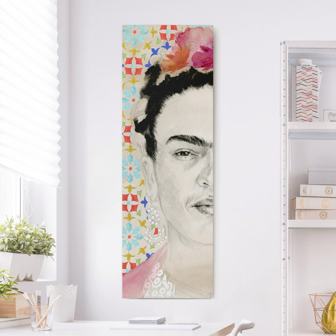 Leinwandbild Frida mit rosa Blumen Ii