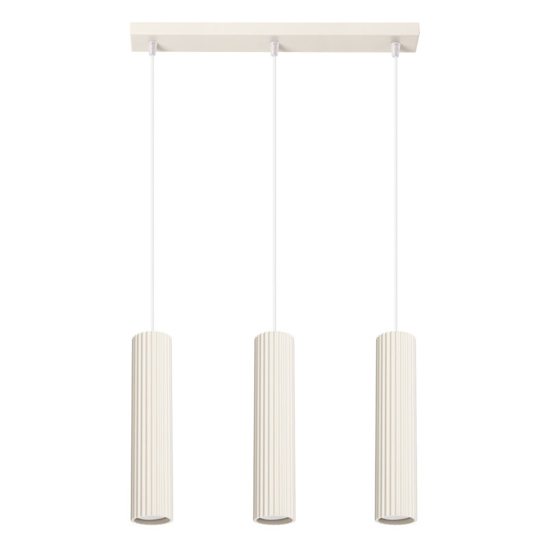 Bonina - Light Brushed Nickel Pendant, 46.5cm W x 15cm D, Beige, 3 Lights