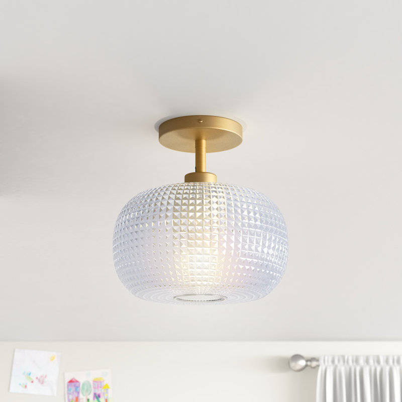 Adeyne Glass Semi Flush Mount, Clear, Gold