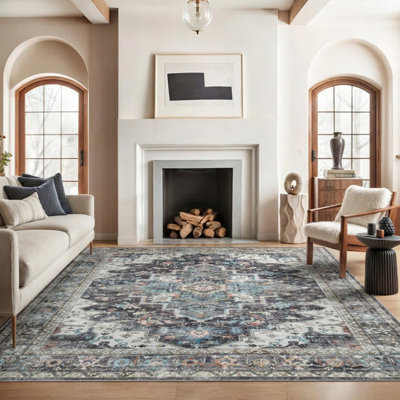 Vintage Oriental Machine Washable Area Rug