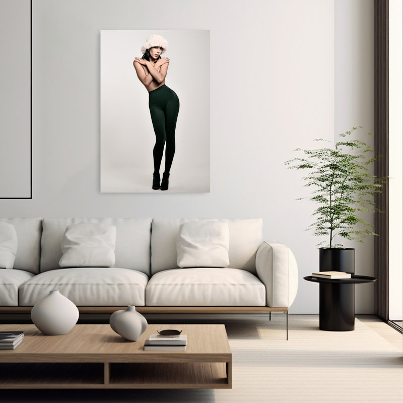 Stylish Woman In Fur Hat Modern Portrait Wall Art Print by Cesar Tejada - Wrapped Canvas Print, 152.4cm H x 101.6cm W